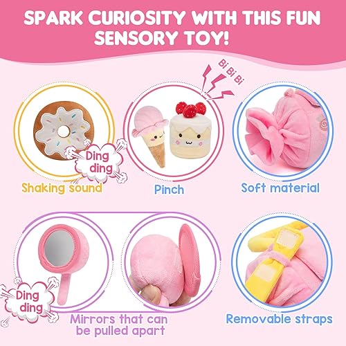 Miniatura 3 de Juguetes para bebés de 6 a 12 meses, My First Candy Bag - 5 juguetes sensoriales para postres suaves con sonajero, papel arrugado, chirriante,