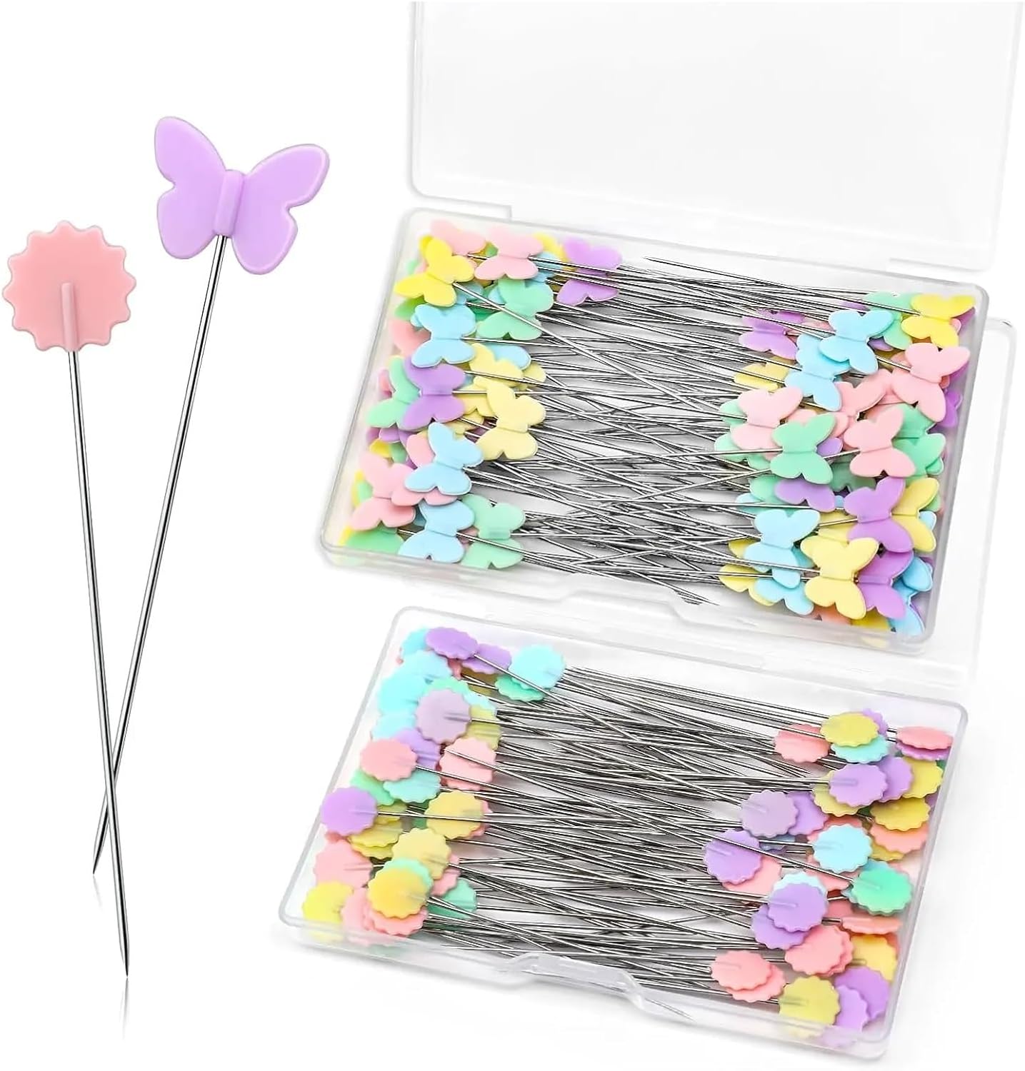 Sewing Pins for Fabric 4 Boxes of Sewing Needles Flat Head Straight Needle Set Flower Supplies