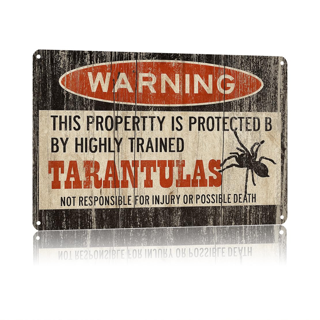 KWQDOZF Funny Metal Signs Posters Tarantula Warning Sign Wall Art for Yard Outdoor Lawn Garden Home Decor 8X12inch