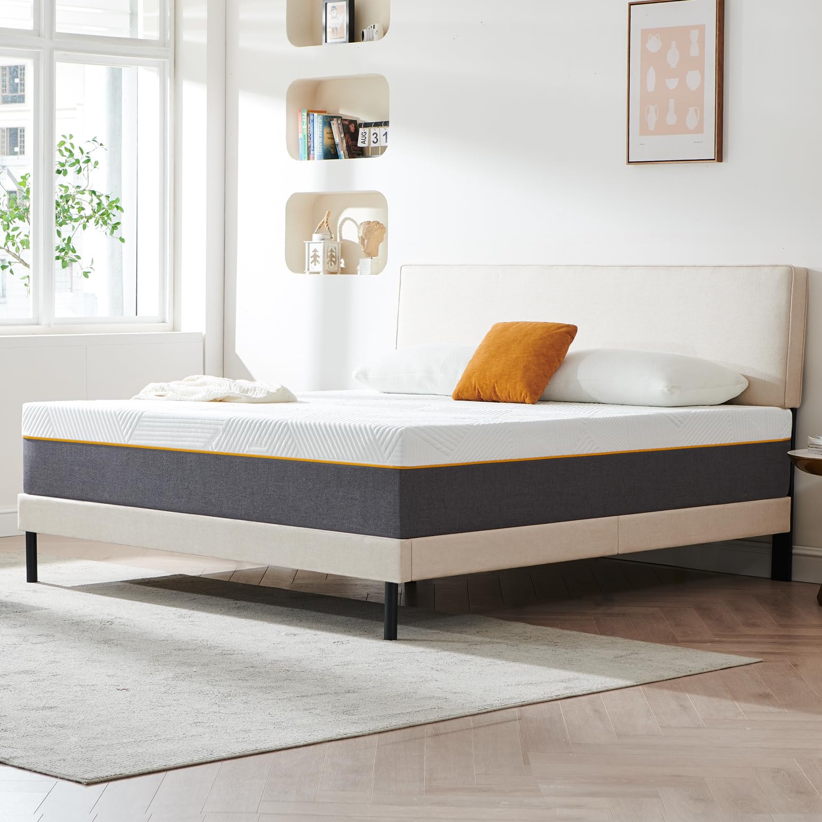 Matelas 160x200x22cm Mousse à Mémoire de Forme Ultra Respirante Fermeté Moyenne 7 Zones Soutien Parfait Réversible