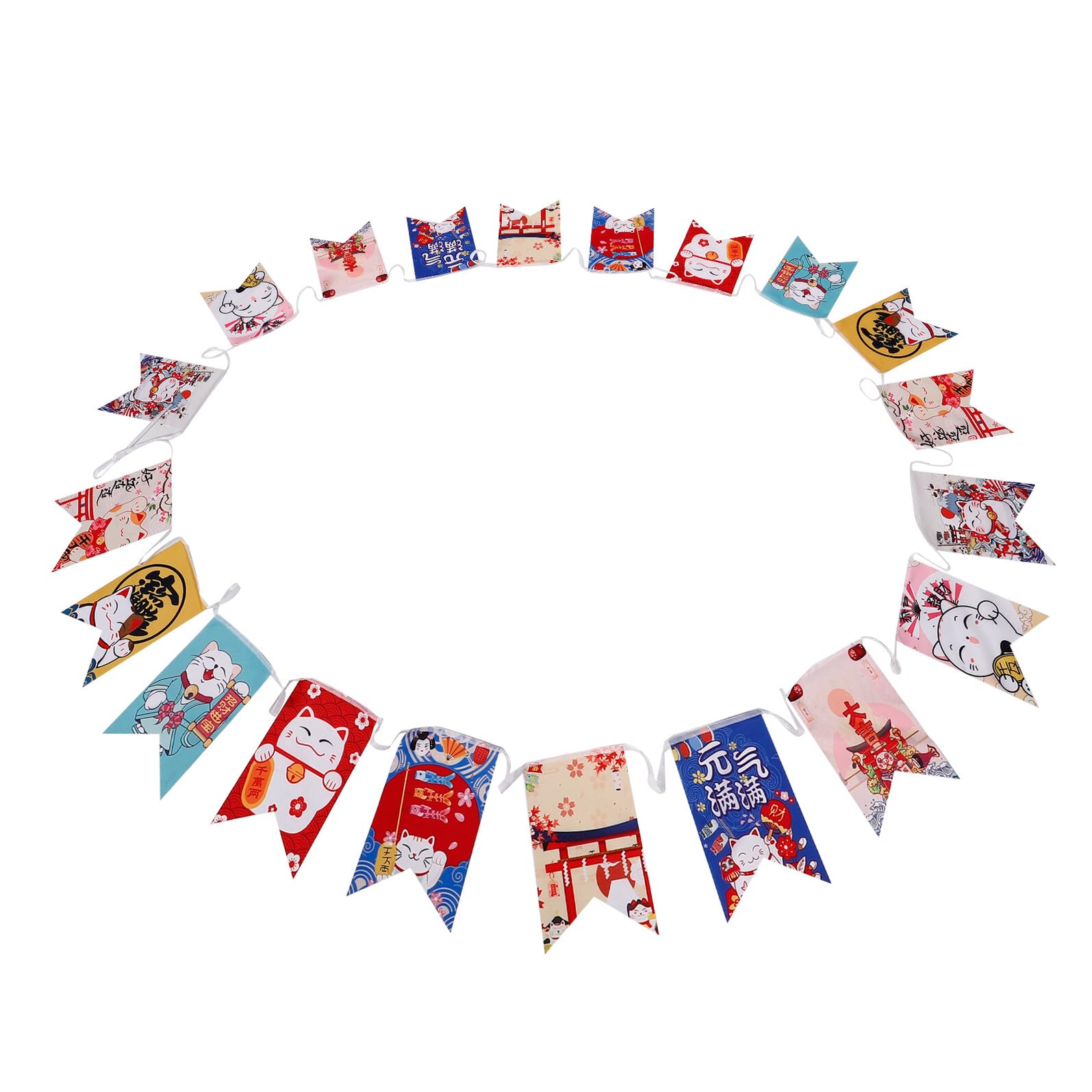 PLAFOPE Japanese Fortune Cat Hanging Banner Lucky Wealth Bunting Flag for Japanese Restaurant Festival Decoration