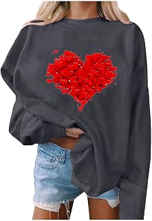 MUDUH Womens Comfy Hoodies Pullover Women's Autumn And Winter Casual Hoodless Sweater Love Printing Pullover Loose Sweater