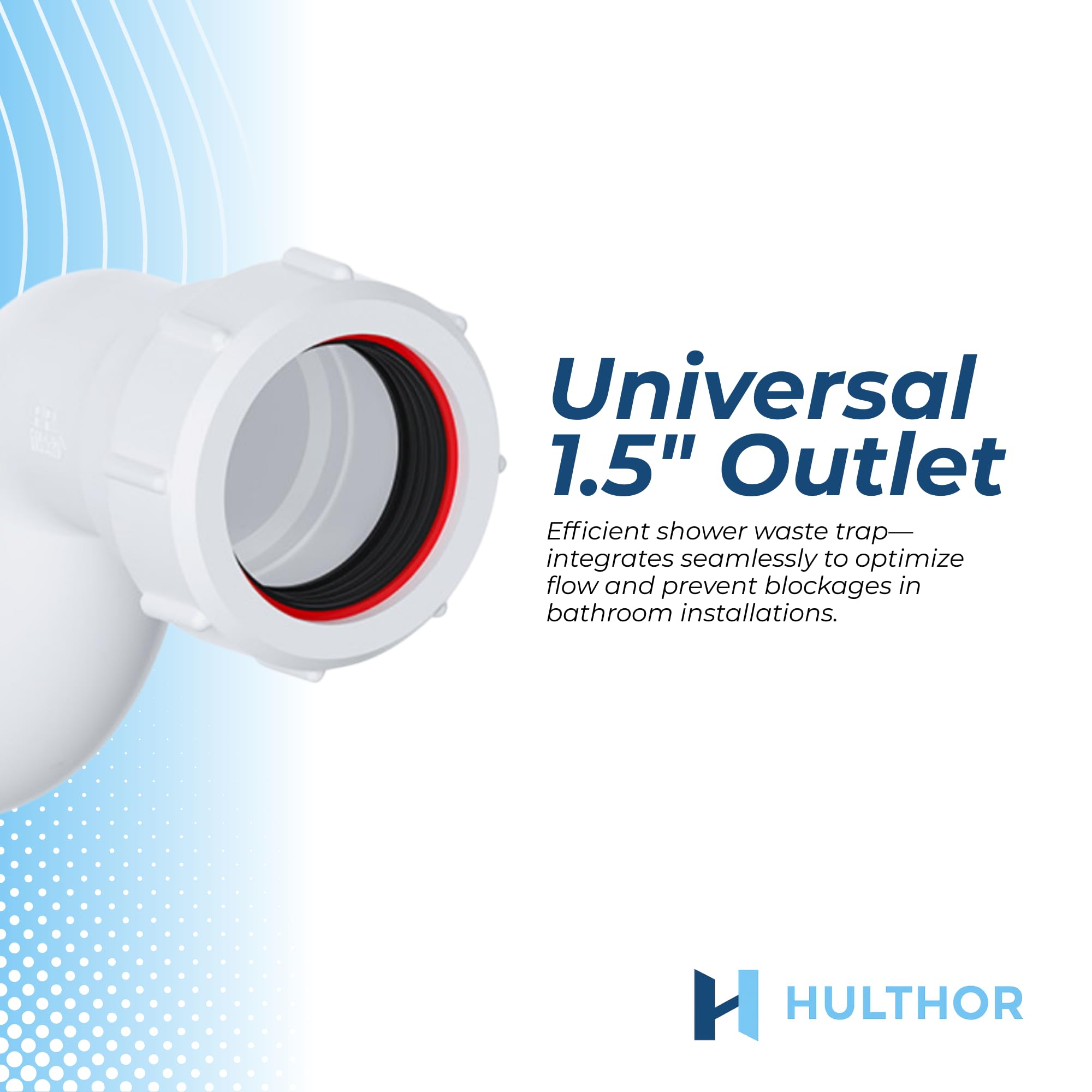 Hulthor Easy-Fit Bath Trap - 40mm Shallow Bath/Shower Waste P Trap, White for Baths & Showers, 1.1/2 Inch - Image 3