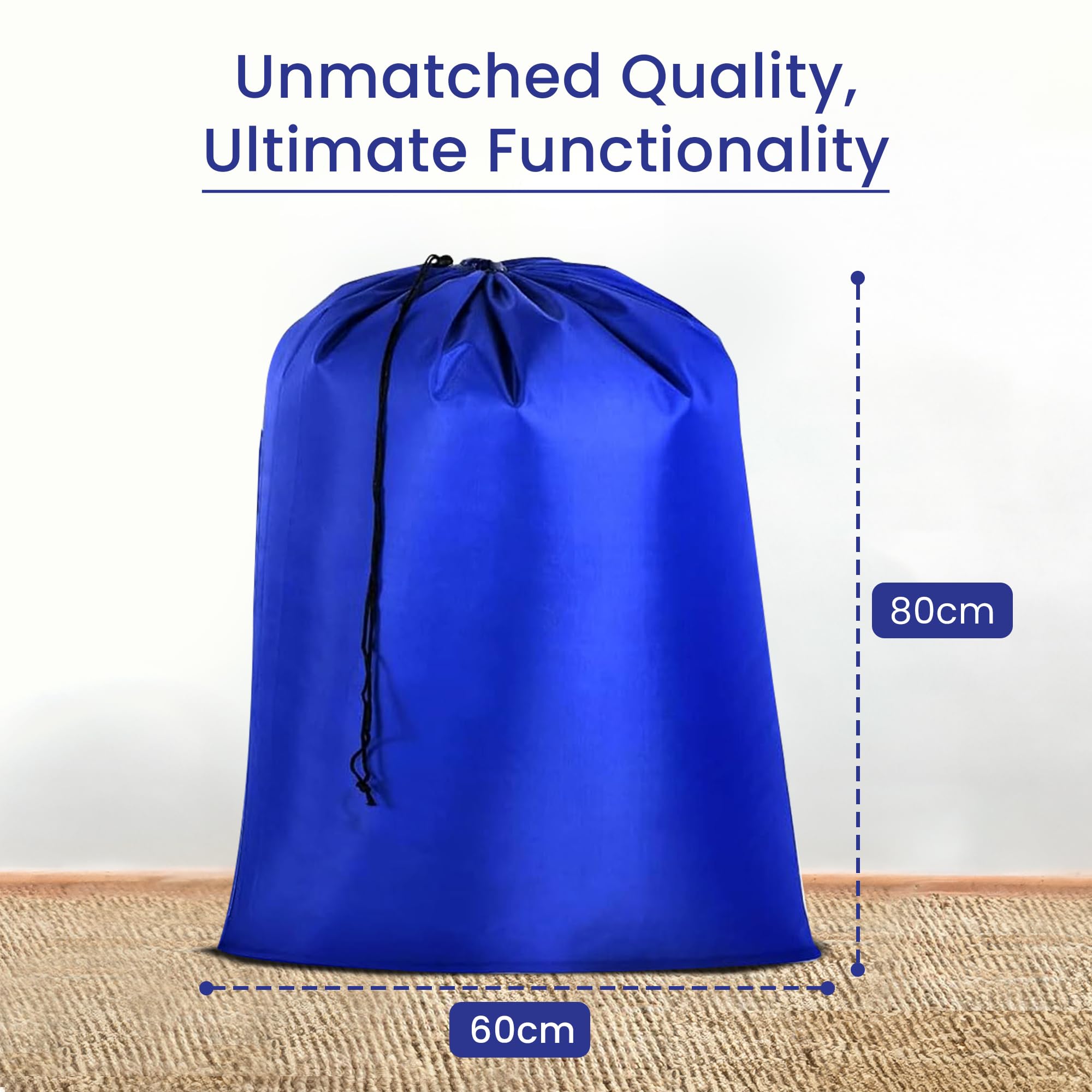 Image secondaire de Sac à Linge de Voyage Pliable en Nylon - Lot de 2, Bleu 60x80 cm