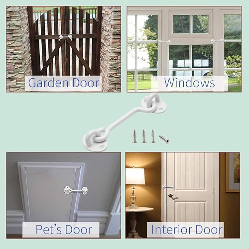 Miniatura 7 de Kyuionty - Lote de 2 ganchos de privacidad y cierre de ojo de 3.9in, cierre de puerta de granero de acero inoxidable, cierre sólido para puerta