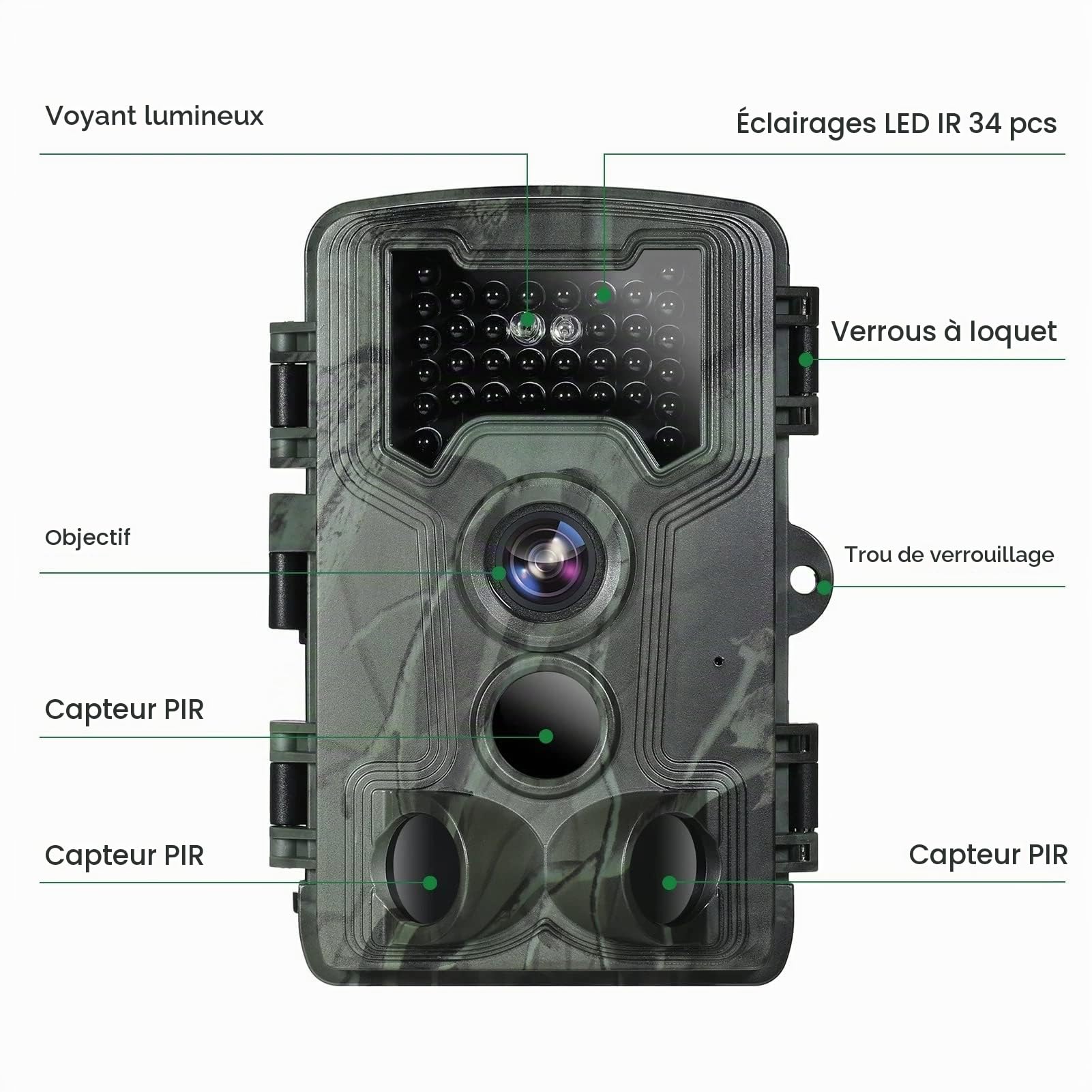 EMEBAY Caméra de Chasse Surveillance 36MP 1080P IP66 Étanche Écran LCD