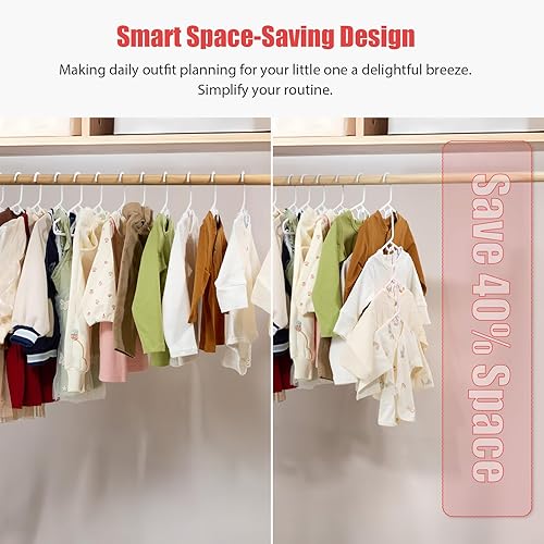 Miniatura 3 de PIGLOG Perchas apilables para bebé, paquete de 200 ganchos de plástico (mezcla de colores) para armario, armario para ropa de bebé, adecuado para