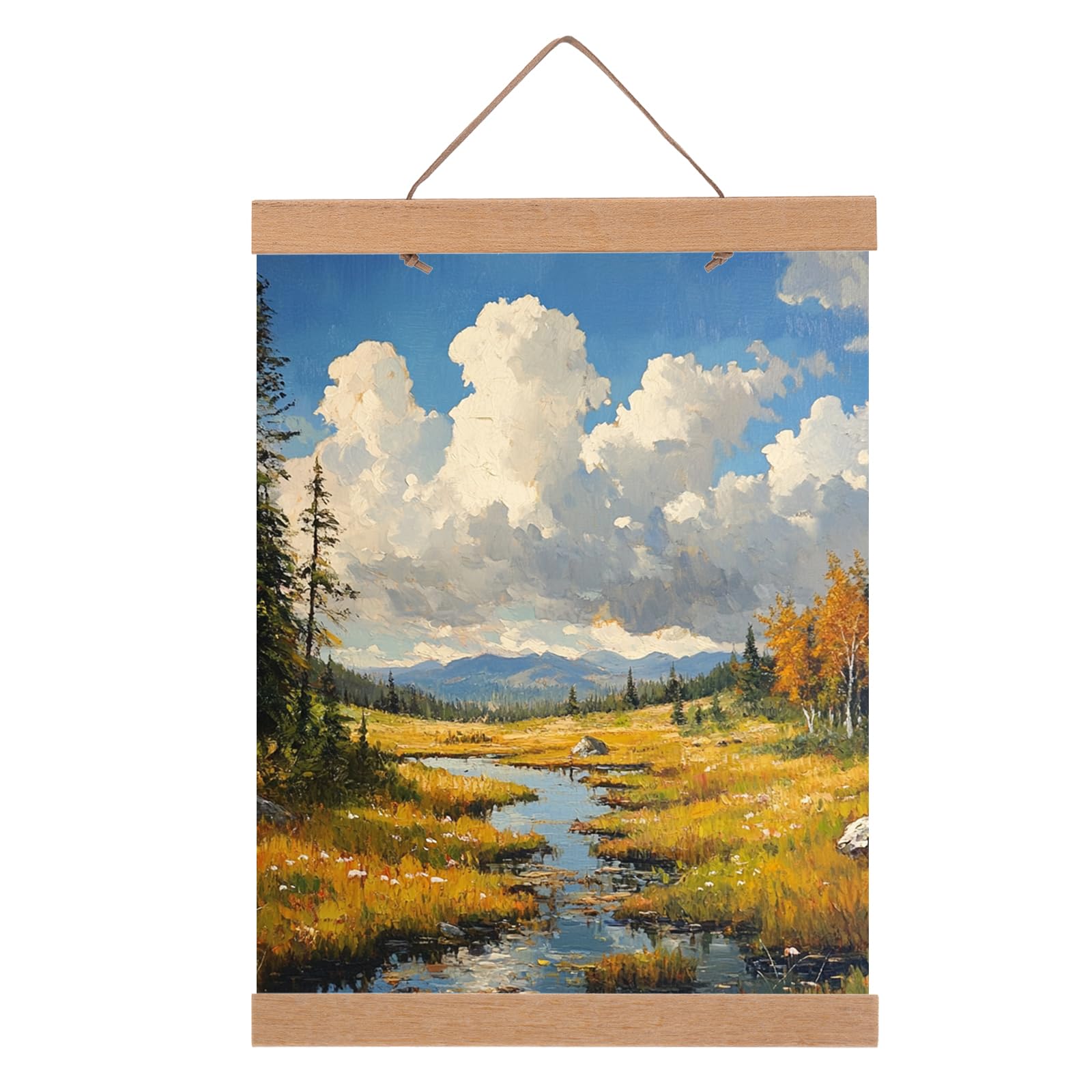 PATIKIL 1 Set Magnetic Poster Hanger Frame 8 Inch Wooden Magnet Picture Hangers Frames Wide Hanging Kit for Photos Pictures