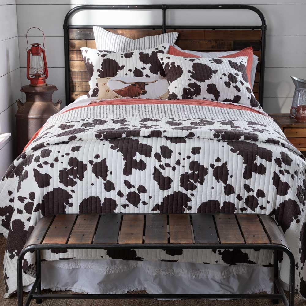 Rod's Bessie (Quilt)-King Quilt-Cow Print Western Brown and White-Quilt Size (106x92in)-Reversible-Cotton