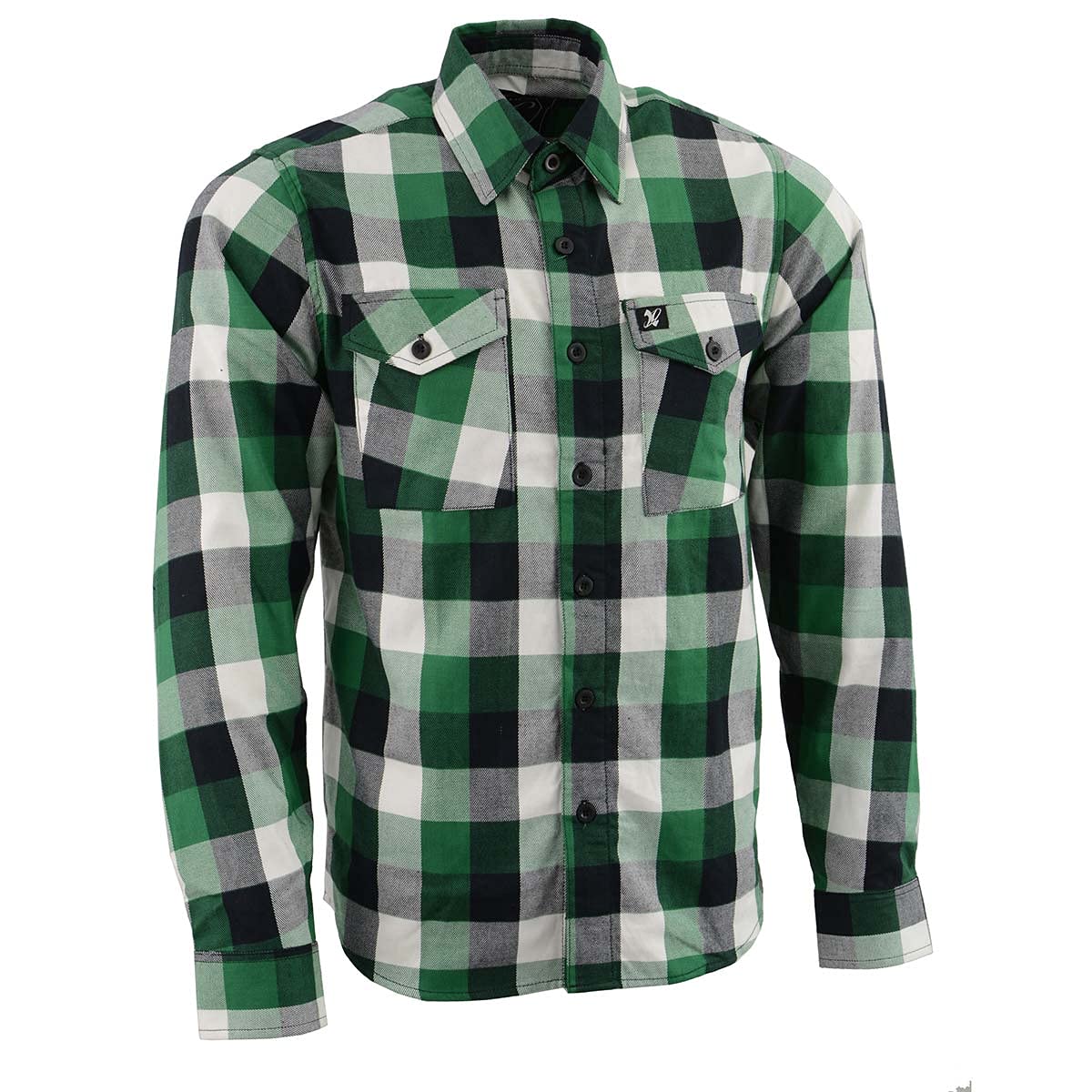 Milwaukee Leather MNG11636 Men's Flannel Plaid Shirt Green and White Long Sleeve Cotton Button Down Shirt