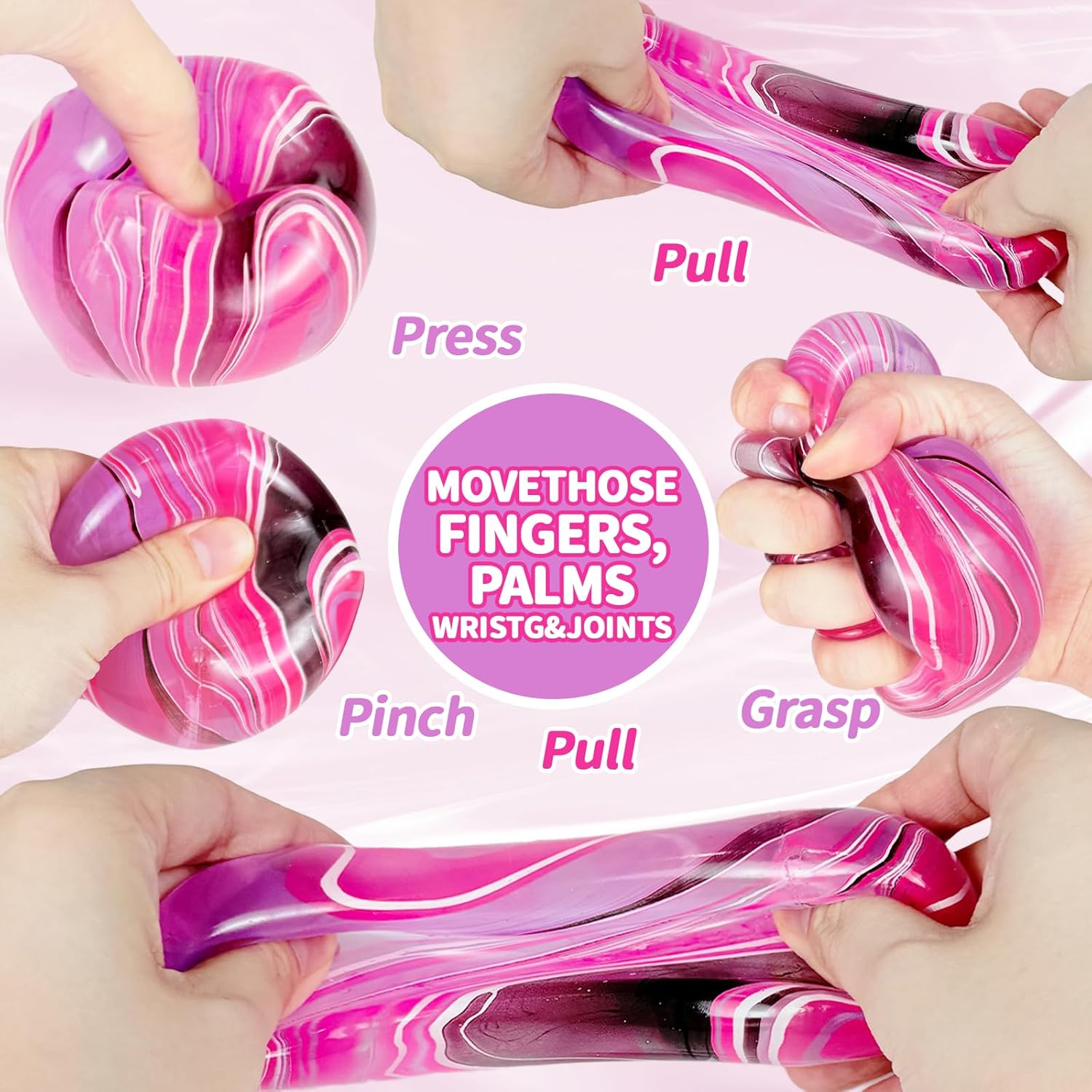 Squishy Fidget Toys Stress Cube, 1.97"*1.97" Stress Balls for Kids Adults Stress Relief, Ice Squishy Cube Sugar Balls, Sensory Toys for Kids with Autism an danxiety Disorder(Pink) - Image 4