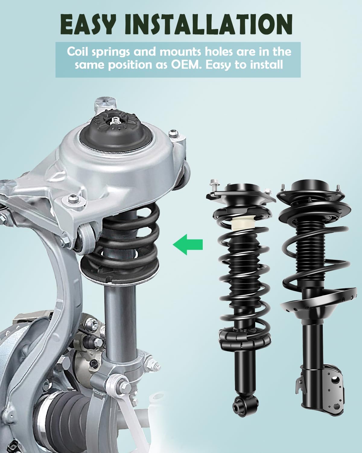 SCITOO Complete Strut Shock Coil Spring Assembly Kit Fit for 2008-2011 for Subaru Impreza (Front and Rear Pair)