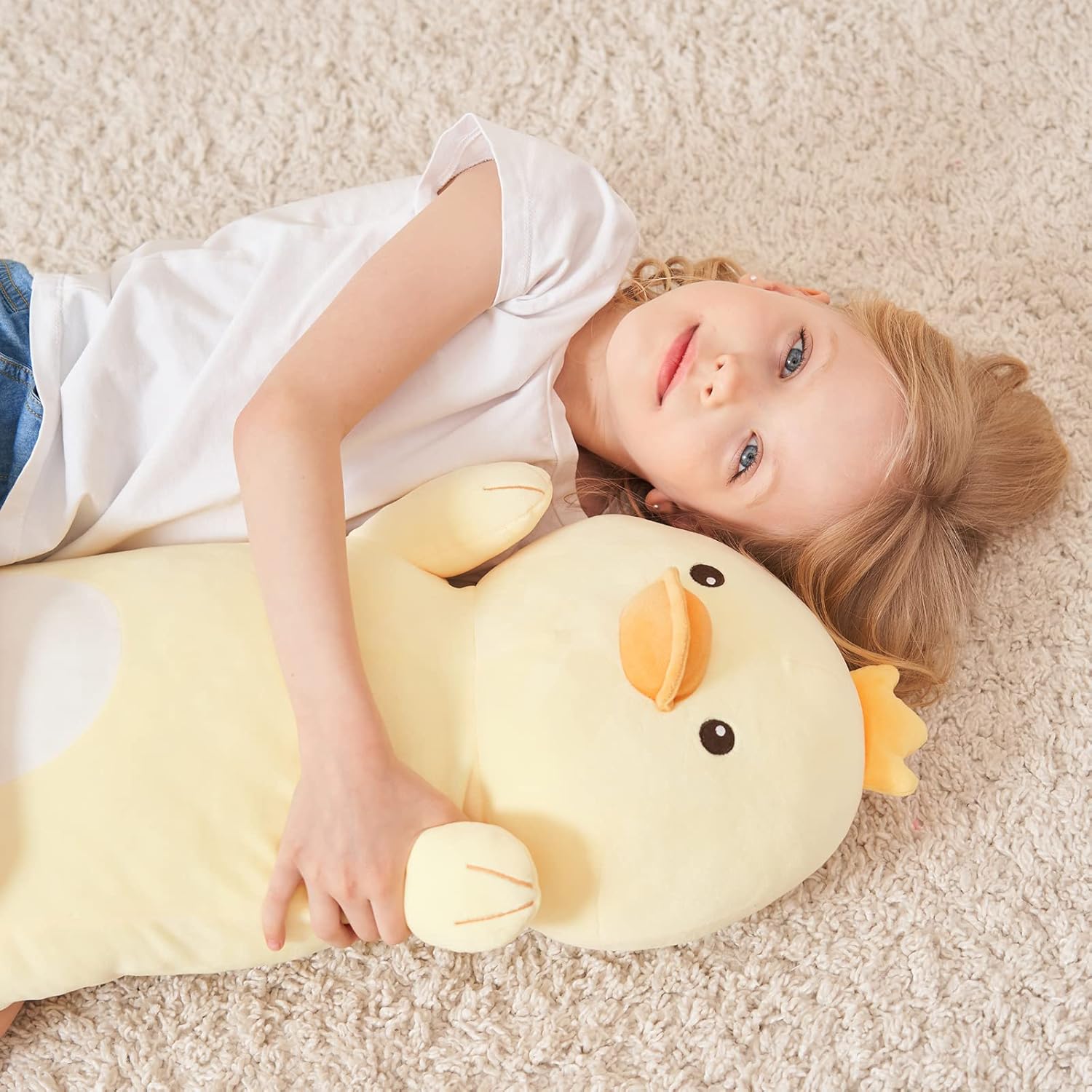 36” Long Duck Plush Body Pillow, Yellow Ducks Stuffed Animals, Cute Giant Large Big Jumbo Soft Squishy Pillow Plushies Toy, Gifts Kids Girls and Boys, Birthday