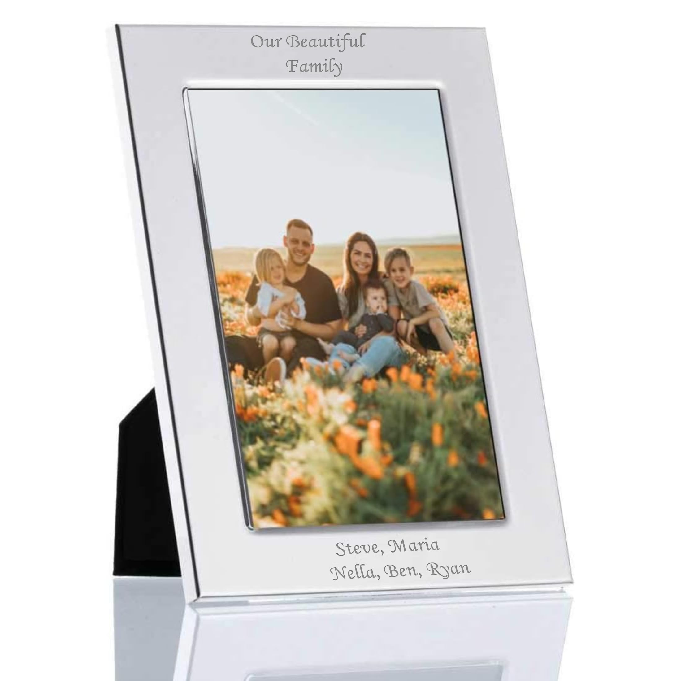 Personalised 6x4 Silver Plated Photo Frame | Classic Designs for Wedding, Family, Graduation or 25th Anniversary | Tabletop | Polished, Silver Finish | Landscape or Portrait