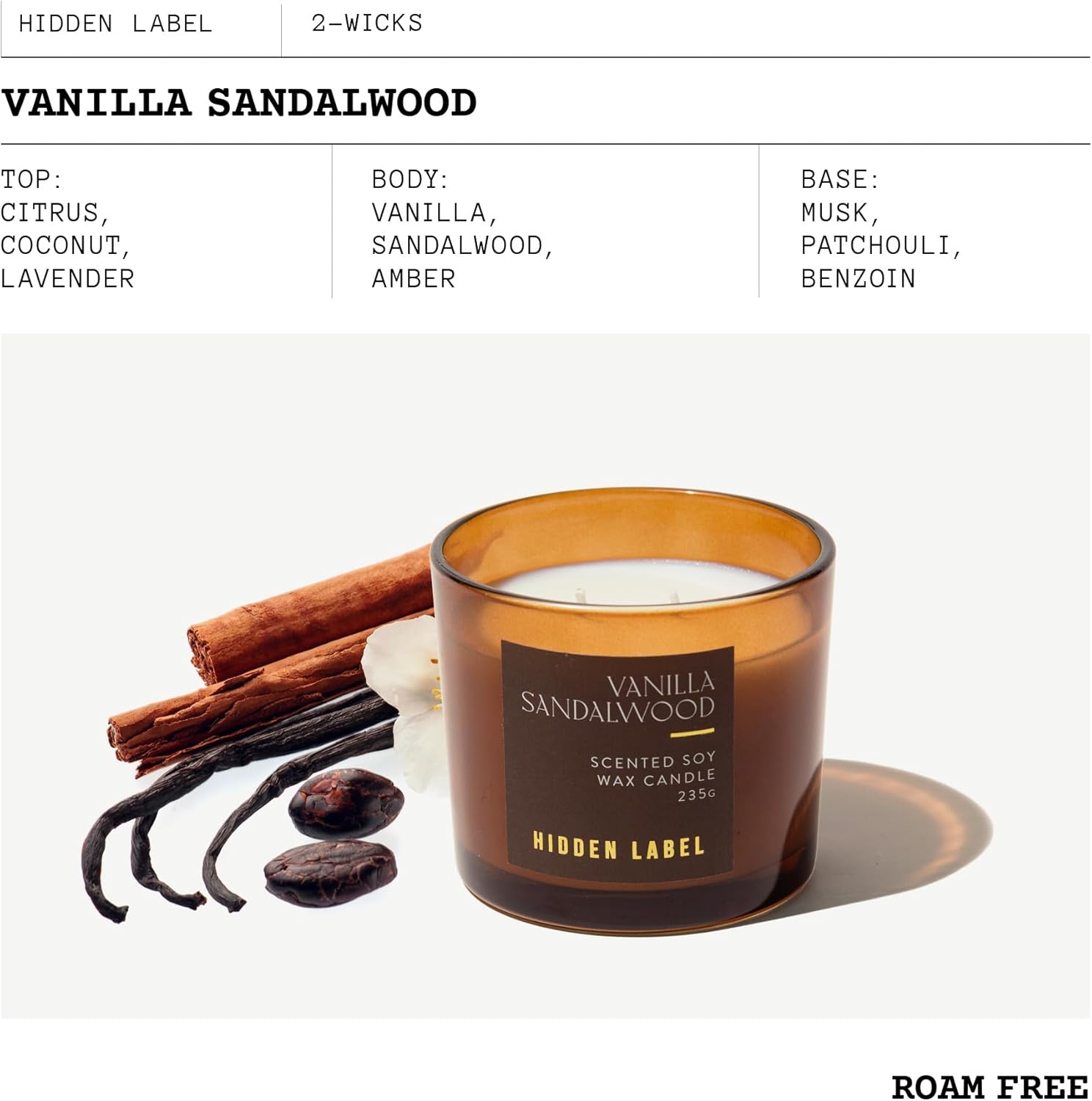 Vanilla Sandalwood Scented Candle, 8.3 oz Natural Candles Non Toxic with Wood Lids, 2 Wick Sented Candle for Home Scented, Gifts for Men&Women,Long-Lasting for Gifting | for Bedroom,Relaxing SPA - Image 2