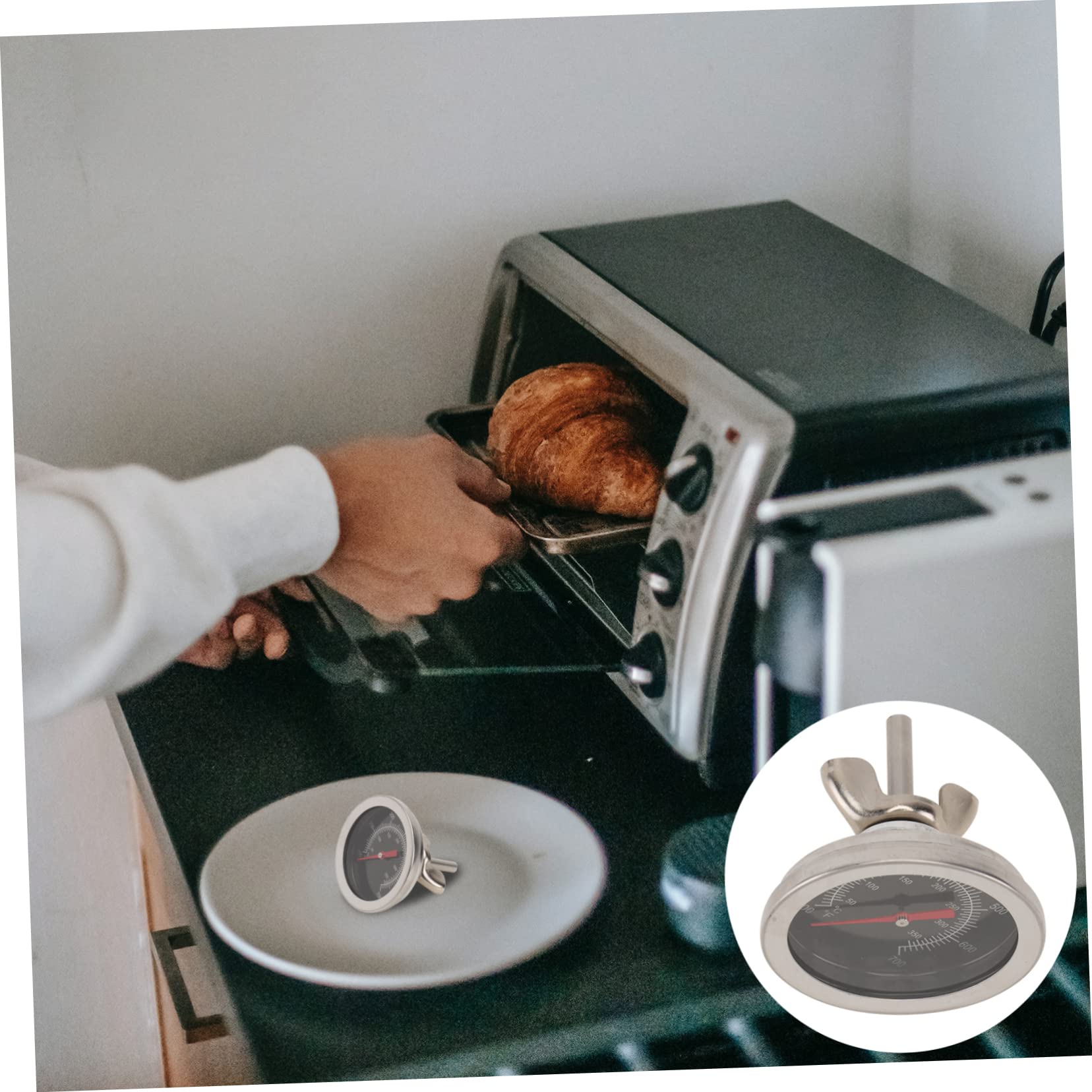 NAMOARLY 1pc Stainless Steel Bimetallic Oven Thermometer High Precision Cooking Thermometer for Barbecue and Baking Compact Design for Quick Temperature Reading for Cooking Enthusiasts