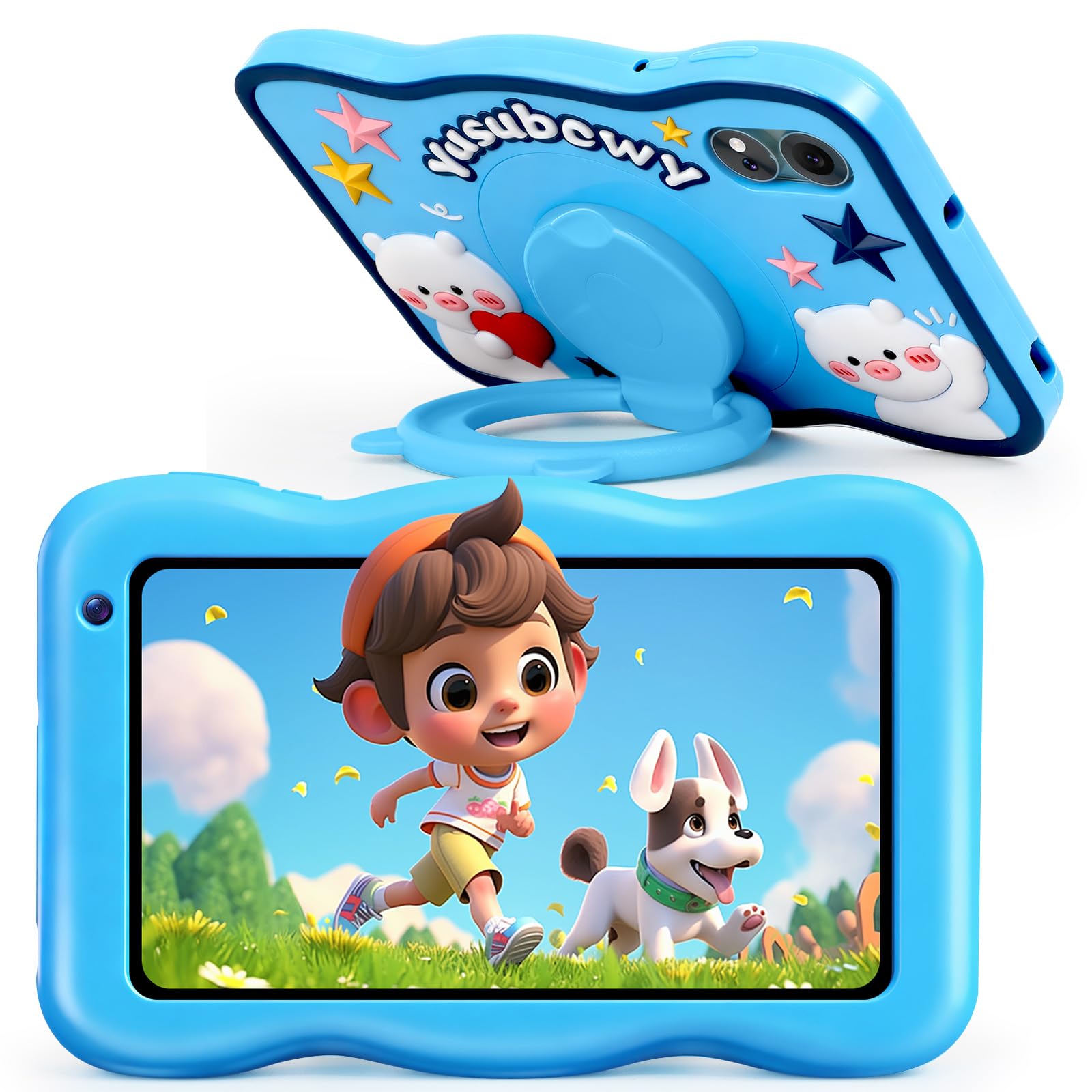 Tablet para Niños 7 Pulgadas, Android 13, 8GB RAM 64GB ROM, Tableta Octa-Core, 5800mAh Batería, 5MP+8MP Cámaras, WiFi Bluetooth, Control Parental, PantallaHD, Funda Silicona Antigolpes Niños (Azul)