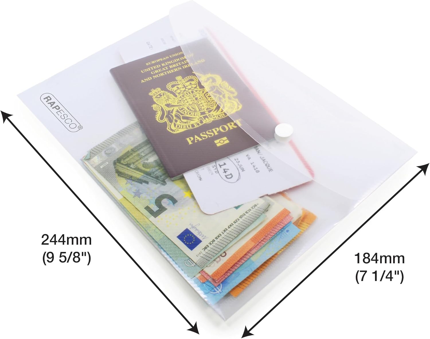 Rapesco 1500 A5 Clear Transparent Popper Wallet, Pack of 25