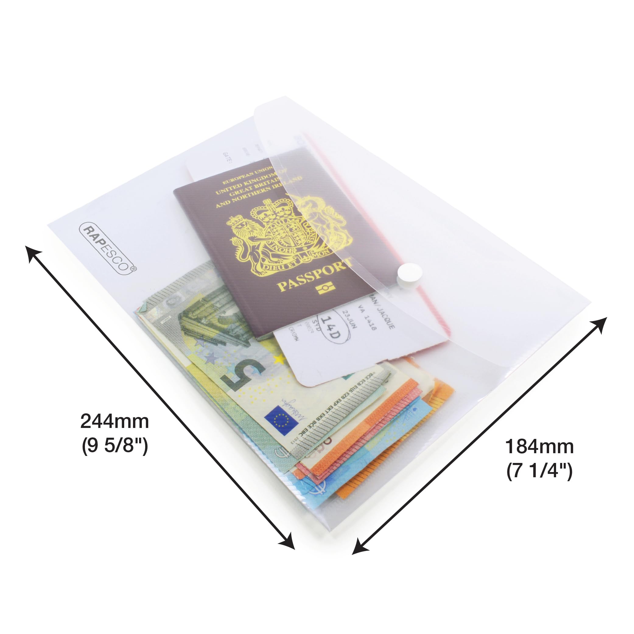 Rapesco 1501 ECO Pochette à Bouton Pression Recyclée, A5, Transparent, Lot de 50