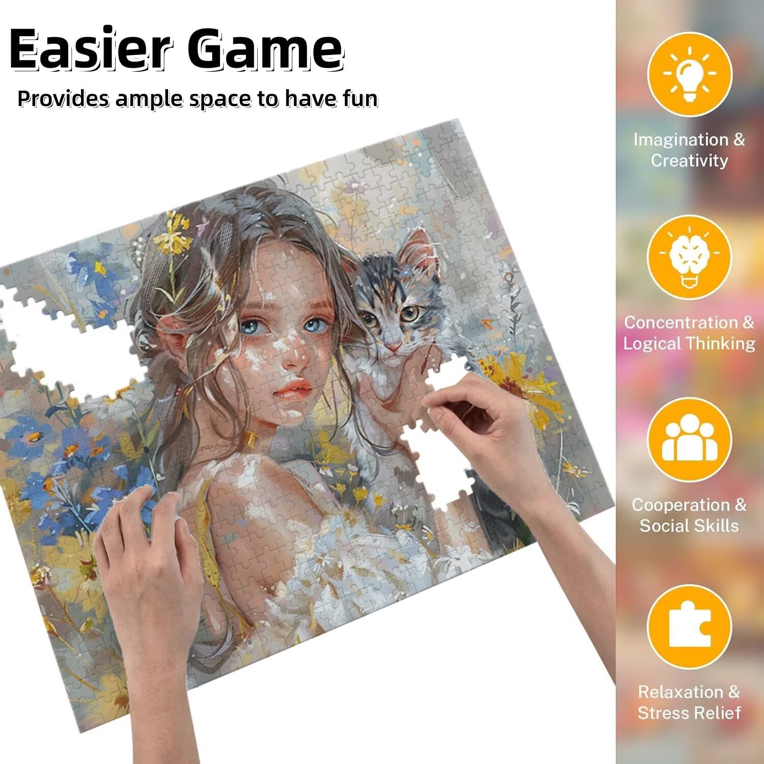 Jigsaw Puzzle, 6000 Pezzi Puzzle Classici, DonnaPuzzle Rilassamento Intelligence, Mpossibile Difficile Puzzle Impegnativo per Adulti Puzzle Gioco Familiare, Regalo per Amore Amico Gatto fr0-354