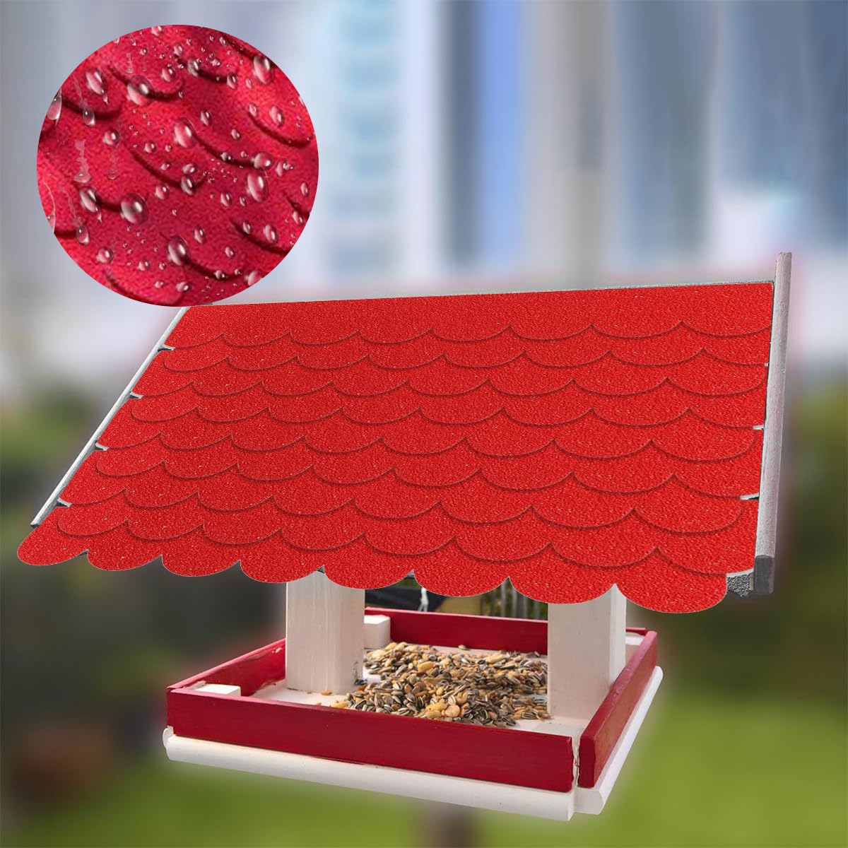 32 Piezas Tejas Para Techos Autoadhesivas,Tejas De Fieltro Impermeables Para Casa,Mini Tejas Para Pajaros Exterior,Para Cajas Nido,Casetas Para Insectos,Cabañas,Rojo,Kiuiom