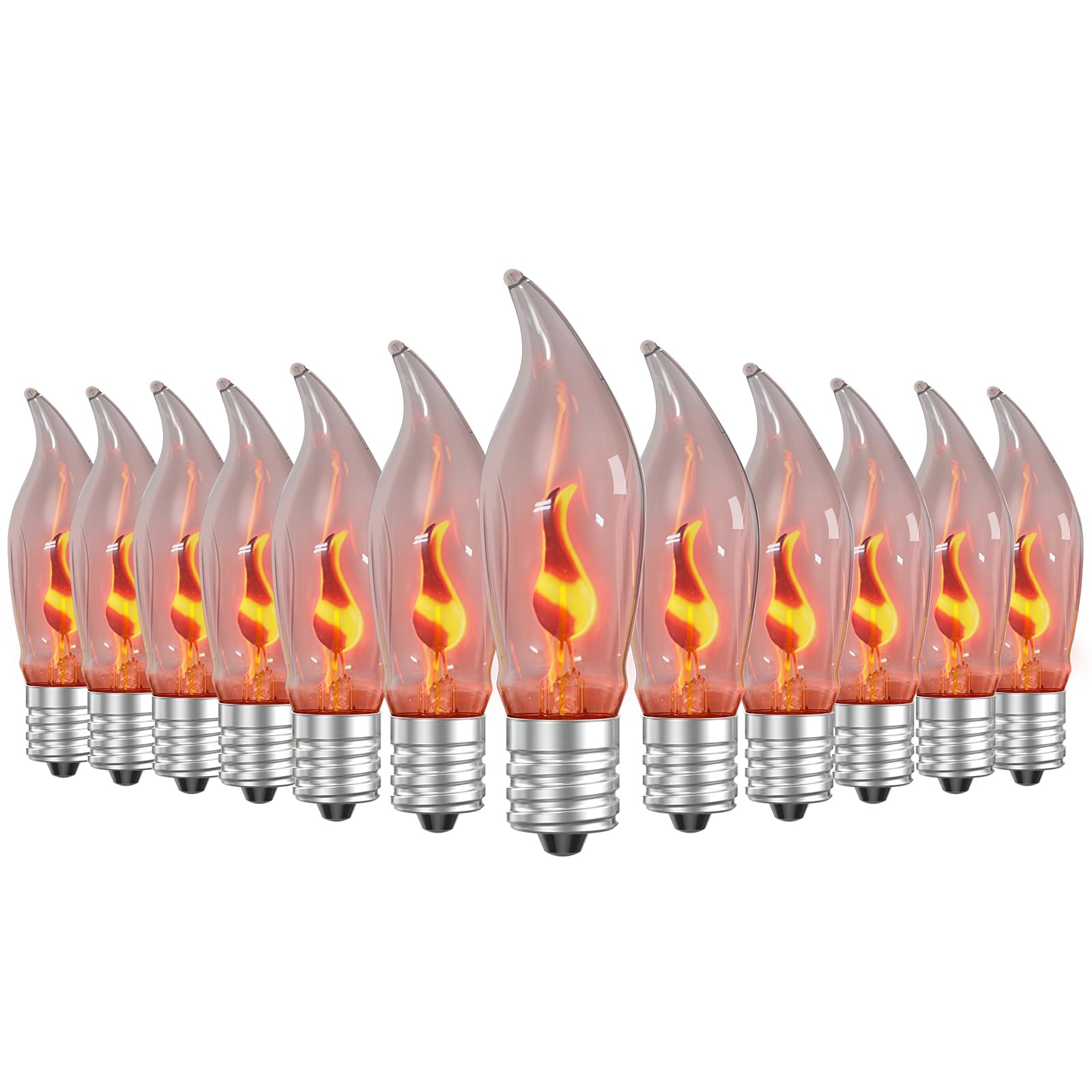 Hompavo Upgraded Flame Light Bulbs, Compact E12 Chandelier Base Candle Flickering Fire Light Bulb for Halloween Christmas Party Porch Indoor & Outdoor Home Decoration - 12 Pack