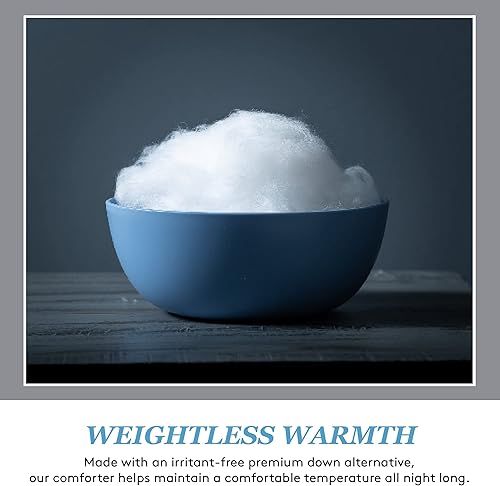 Miniatura 10 de Ameridown Edredón de plumón alternativo de primera calidad con accesorios de lazo en las esquinas, tamaño matrimonialqueen, color blanco