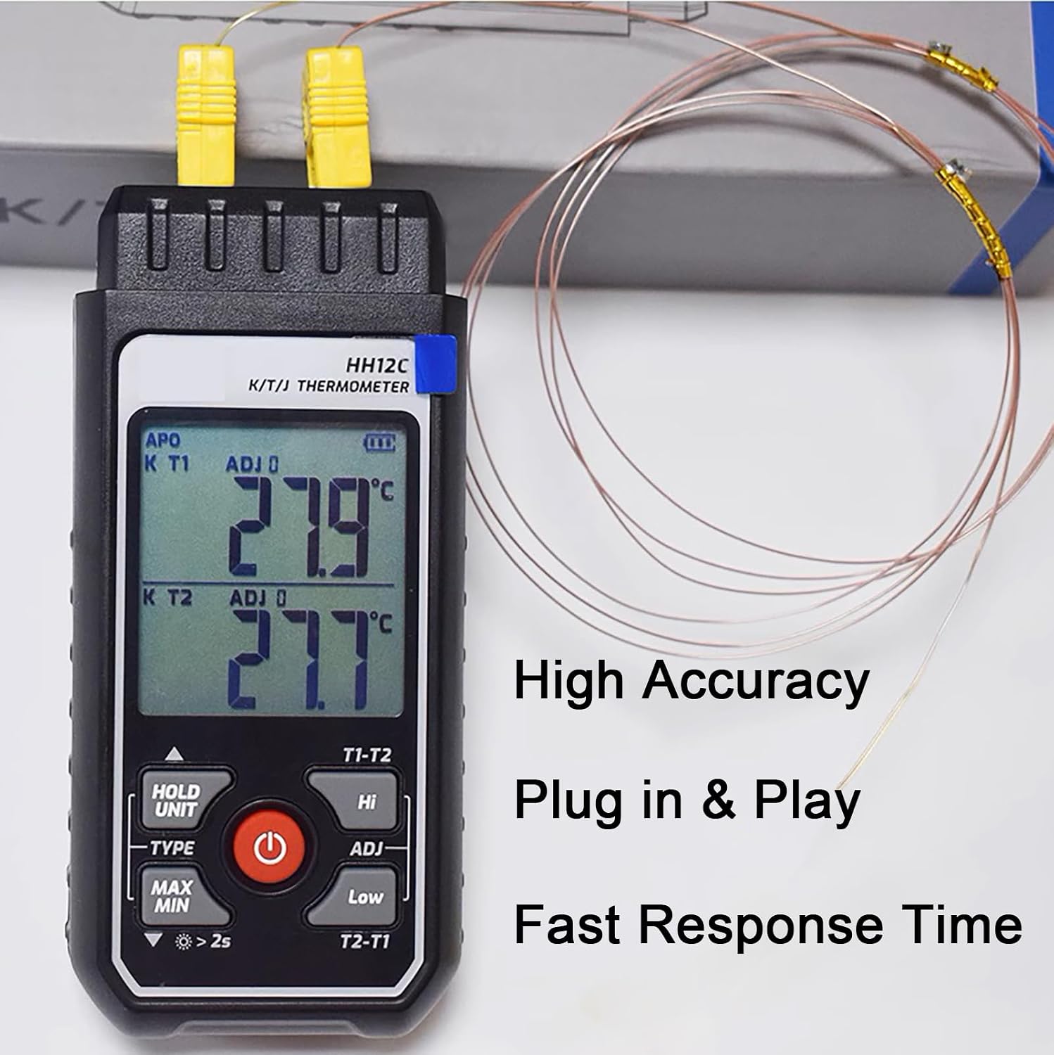 5pcs Pack High Accuracy K Type Mini-Connector Thermocouple Temperature Probe Sensor, 1 Metes Long Measure Range -40°C~260°C (-40°F~500°F)