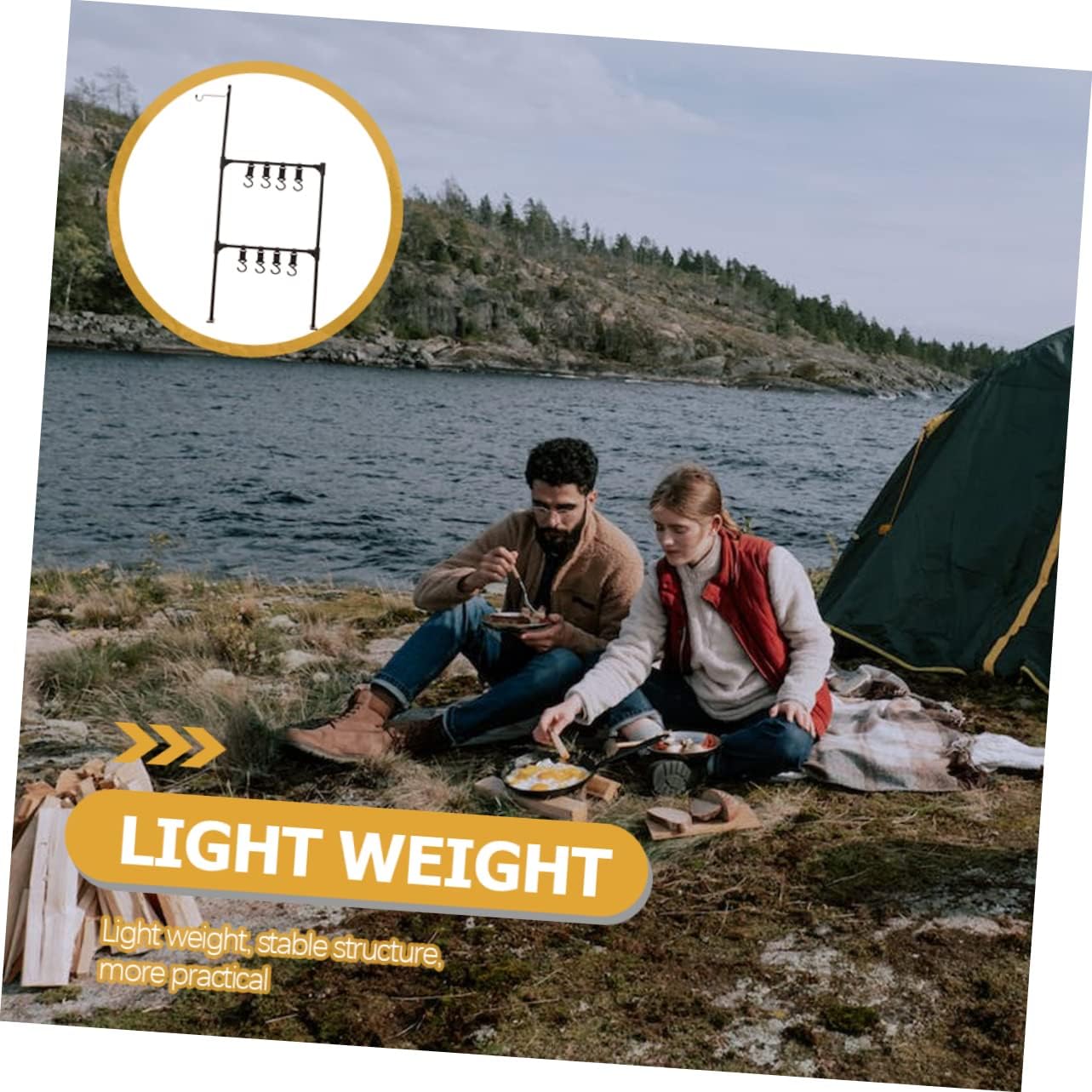 LABRIMP Versatile Camping Hanger Aluminum Alloy Storage Rack Desktop Light Stand Portable Rack