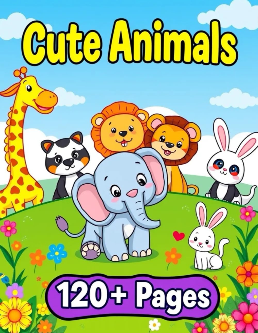 Cute Animals Coloring Book for Kids Ages 3–5: Simple & Fun Coloring Pages for Toddlers and Preschoolers