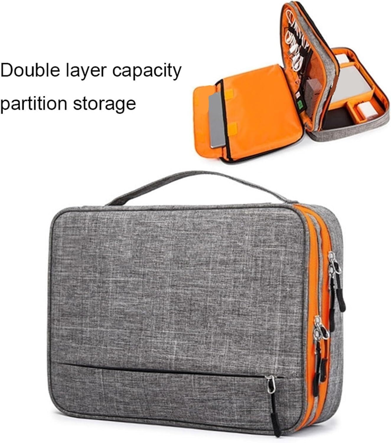 Borsa Organizzatore Cavo | Strisce rimovibili a doppio strato(Black)