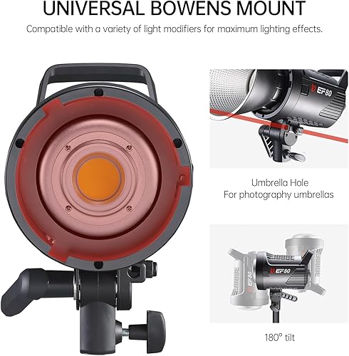 Miniatura 7 de JINBEI EF-80 80W COB Led luz de video con control de aplicación, 5500K luz diurna Bowens Mount CRI97+TLCI98+9 efectos de iluminación iluminación de