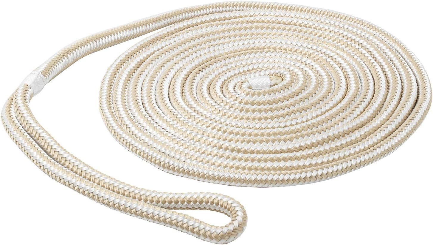 T.W. Evans 1/2" X 20' Double Braided Nylon Dock Line Rope With Eye Splice (White) - View #4