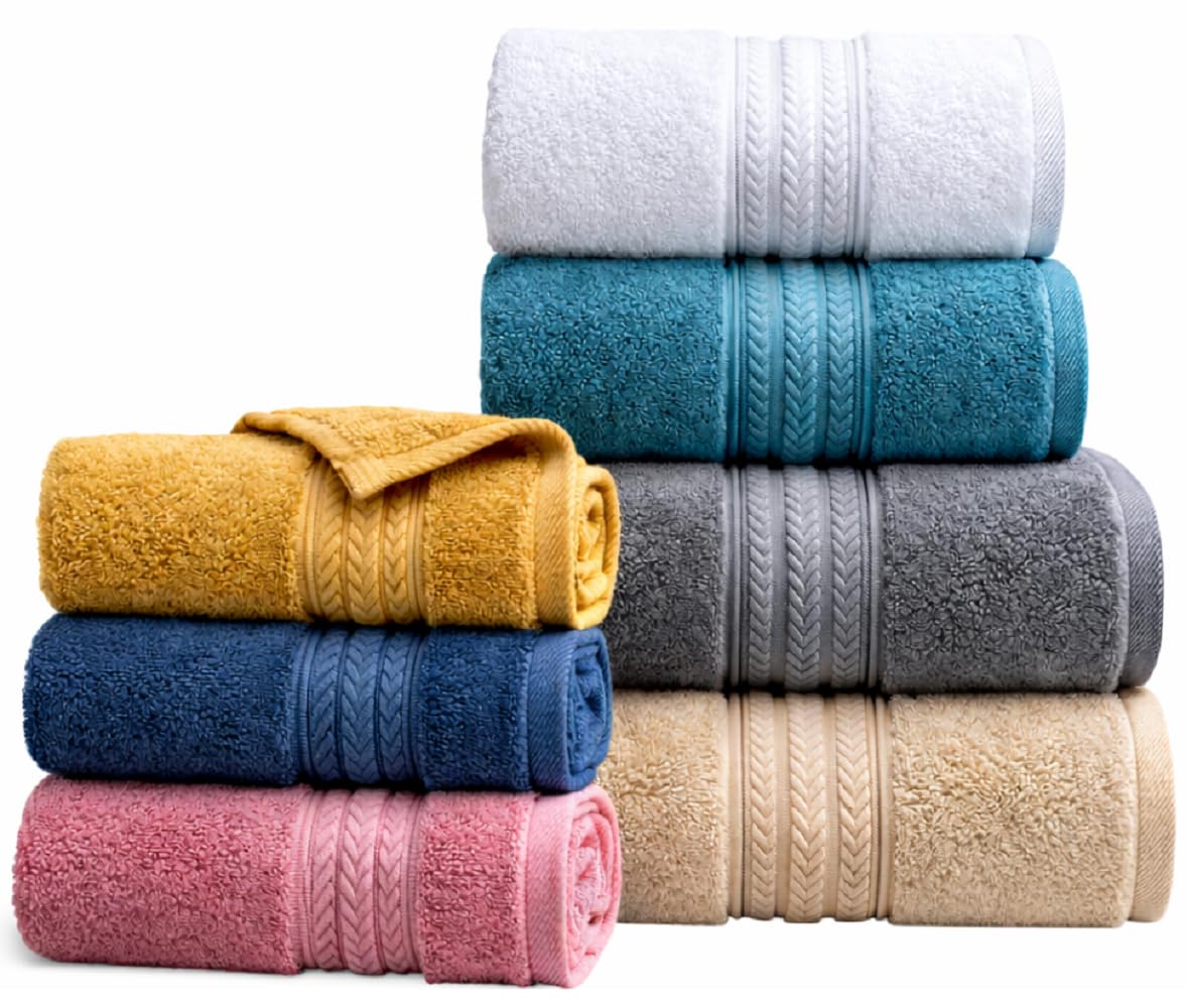 Luxury 800 GSM Egyptian Cotton Bathroom Towels - Heavyweight & Super Soft Hotel Quality Face Cloths, Hand Towels, Bath Towels, Jumbo Bath Sheets and Towel Sets (Multicolour, 4x Face Cloth)