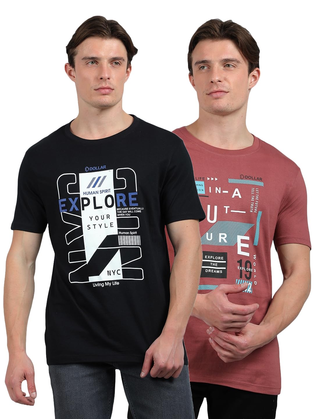Dollar Men Cotton Printed T-Shirt (Pack of 2) at ₹299 – Amazon