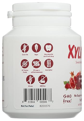 Miniatura 5 de Xylichew Goma de mascar suave de granada y frambuesa, sin azúcar, sin edulcorante artificial, 60 unidades (paquete de 4)