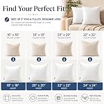 Leeden 18x18 Pillow Inserts Pack of 2, 18 Inch Throw Pillow Inserts, Soft Fluffy Decorative Square Throw Pillows for Couch, Sofa, Bed, and Home Decor White Pillows