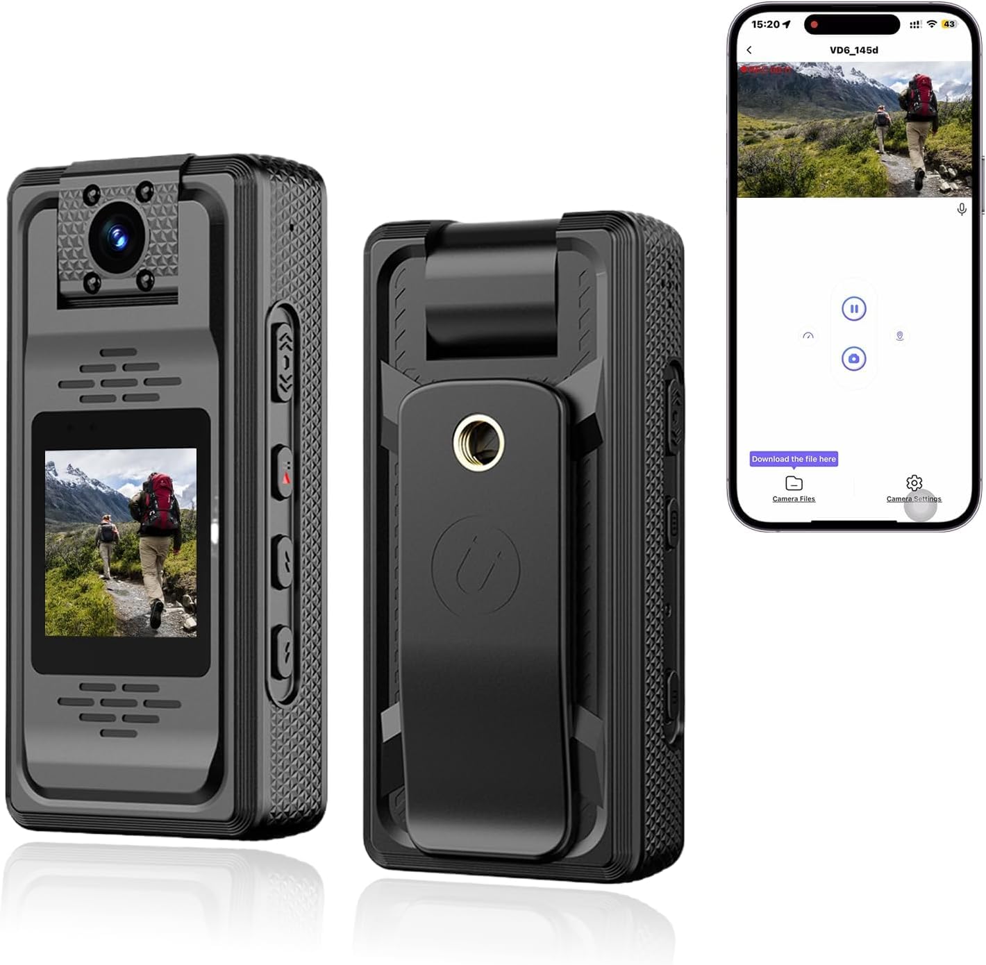 WiFi 2K Mini Body Cameras with Audio and Video Recording, Mini Police Body Cam, Portable Bodycam, Wearable POV Camera, Small Personal Body Camera with Night Vision, Loop Record, 2500mAh Battery-image-9
