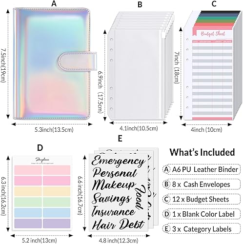 Miniatura 3 de SKYDUE - Carpeta presupuestaria, carpeta para ahorrar dinero con sobres de zíper, sobres para efectivo y hojas de presupuesto de gastos para