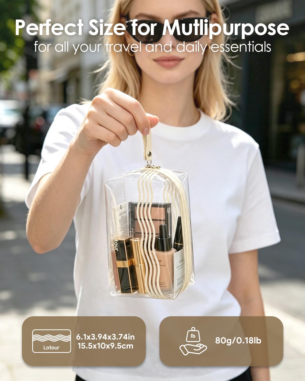 Lotour Neceser de viaje transparente compatible con la TSA, plegable, a | Cumple con la TSA, material de TPU plegable a prueba de fugas, transparente visible, apto para viajes