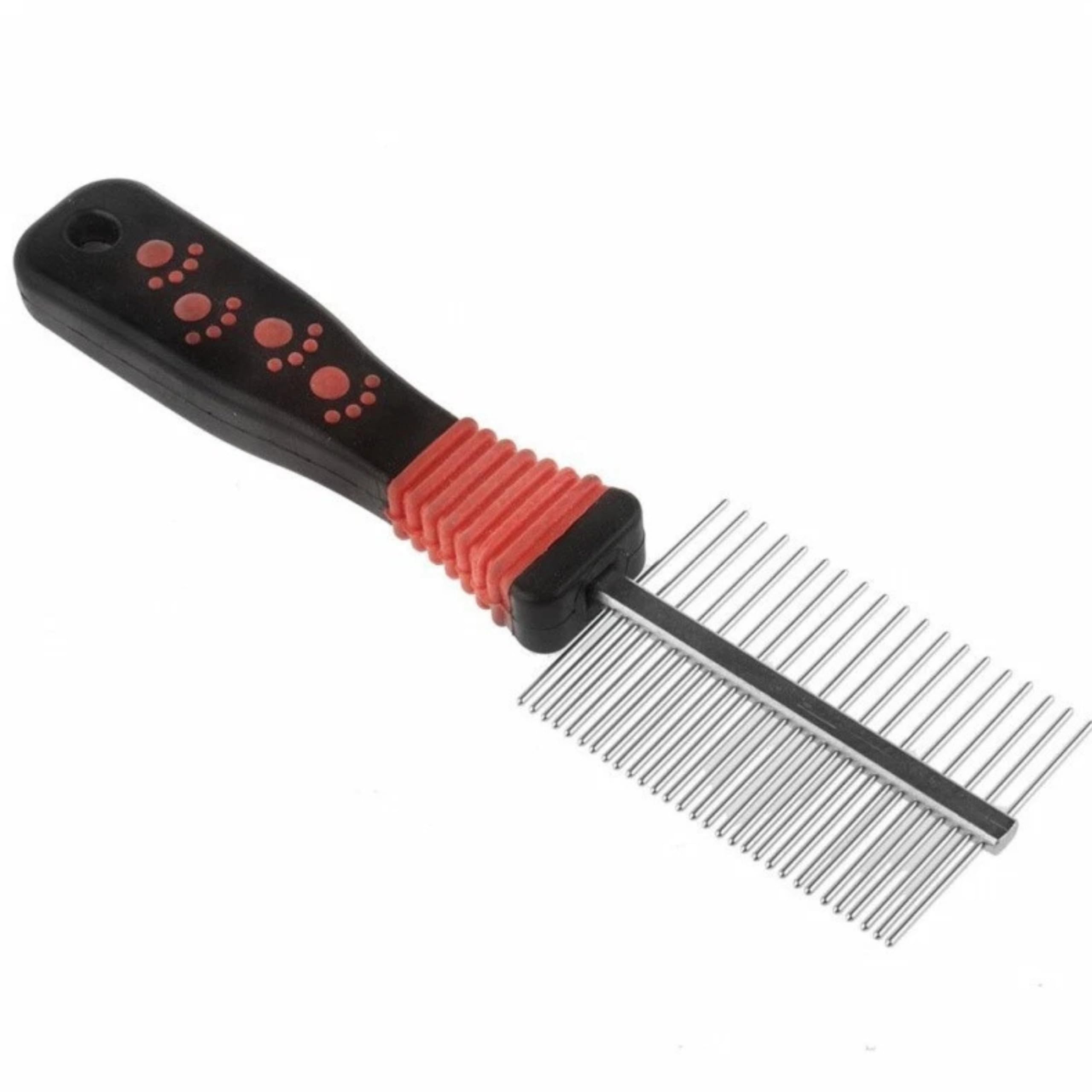 Pet Grooming Comb for Dogs & Cats – Stainless Steel Fine Tooth Flea Comb, Double-Sided Undercoat Rake, Anti-Slip Handle for Detangling, DeShedding & Removing Knots