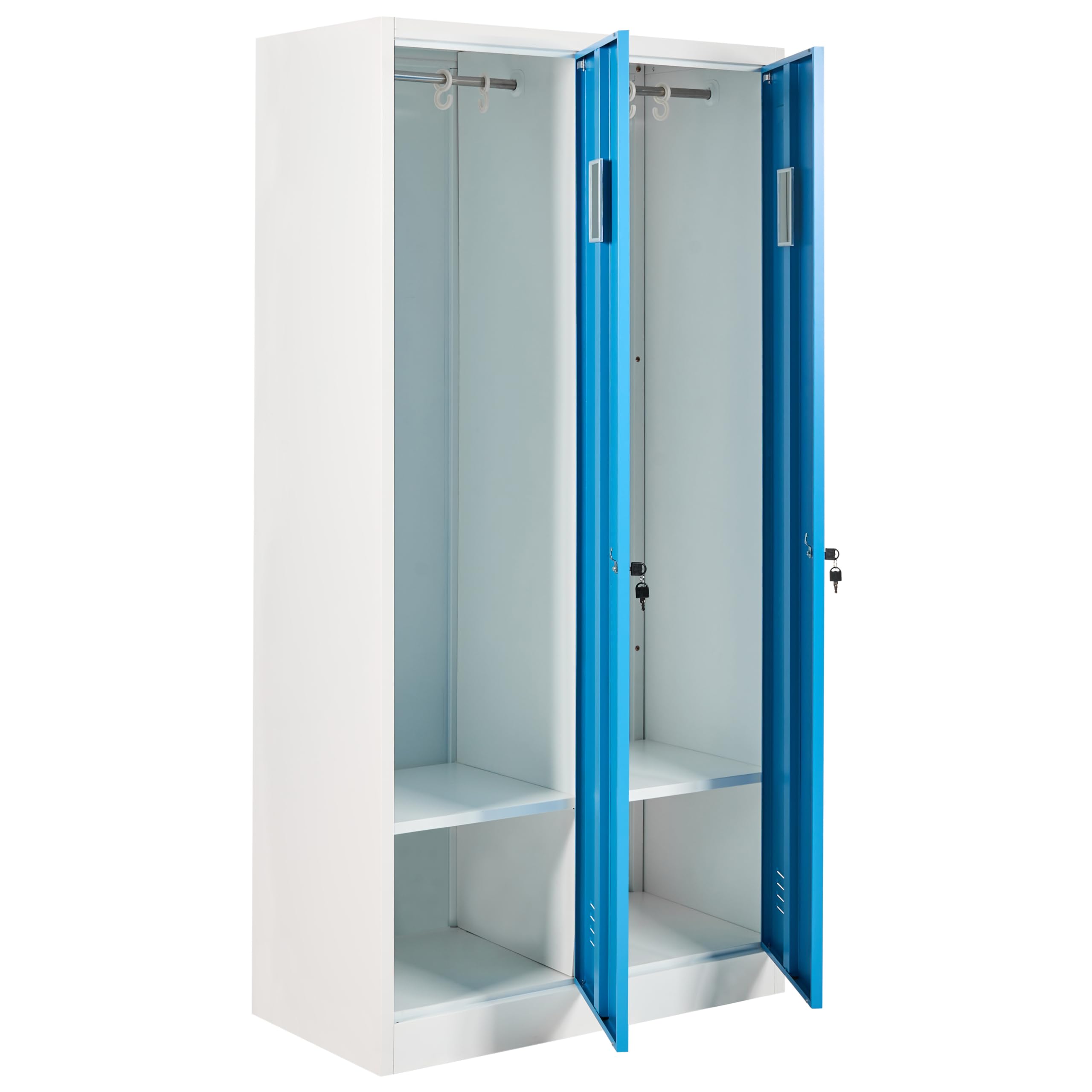 Doppelspind Umkleideschrank 2-türig Metall weiß / blau abschließbar Athlete