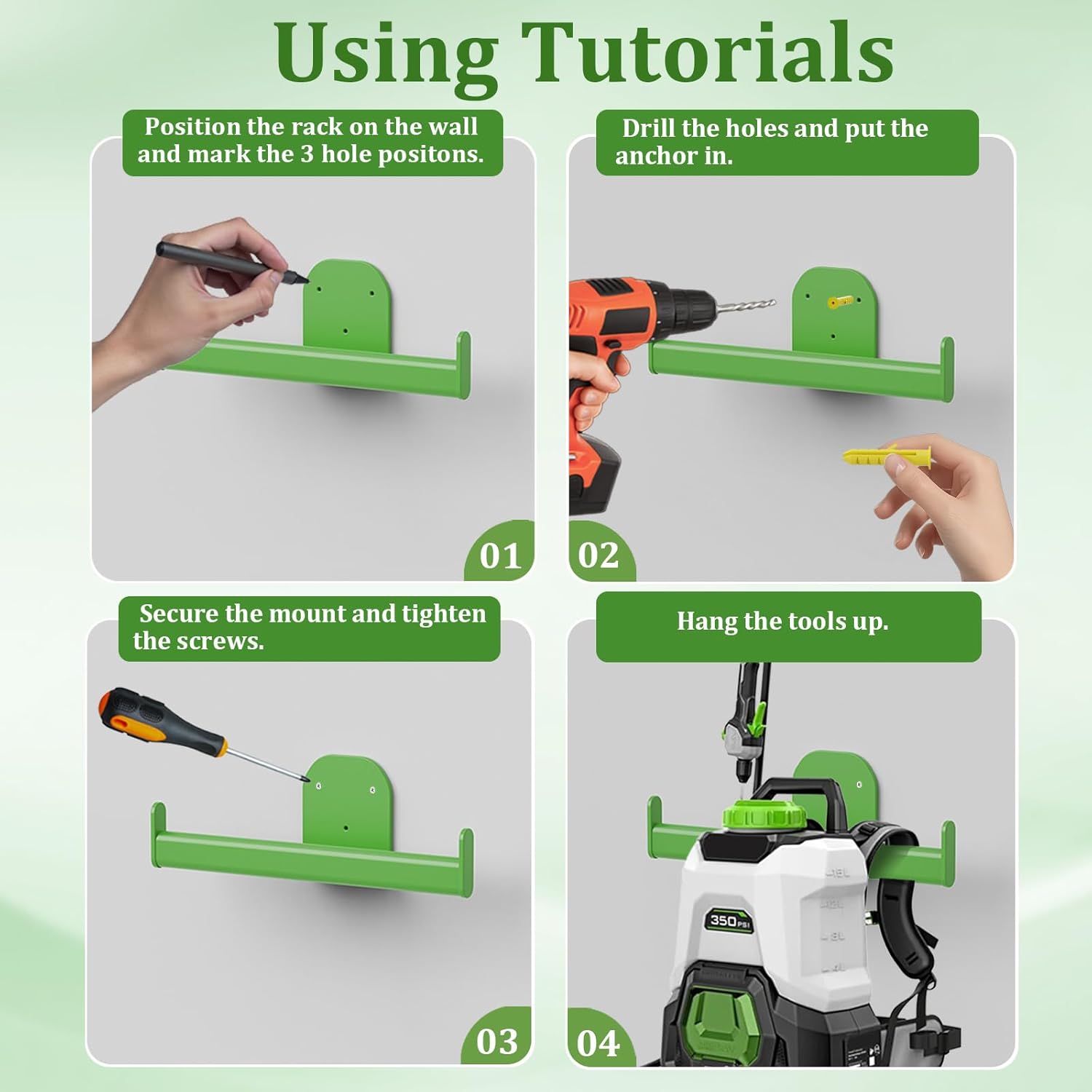 Backpack Leaf Blower Hanger, 2 Pack Backpack Sprayer Wall Mount for ego, Heavy Duty Chainsaw Wall Mount Stand Accessories Weed Eater Hanger Garage Organization Storage