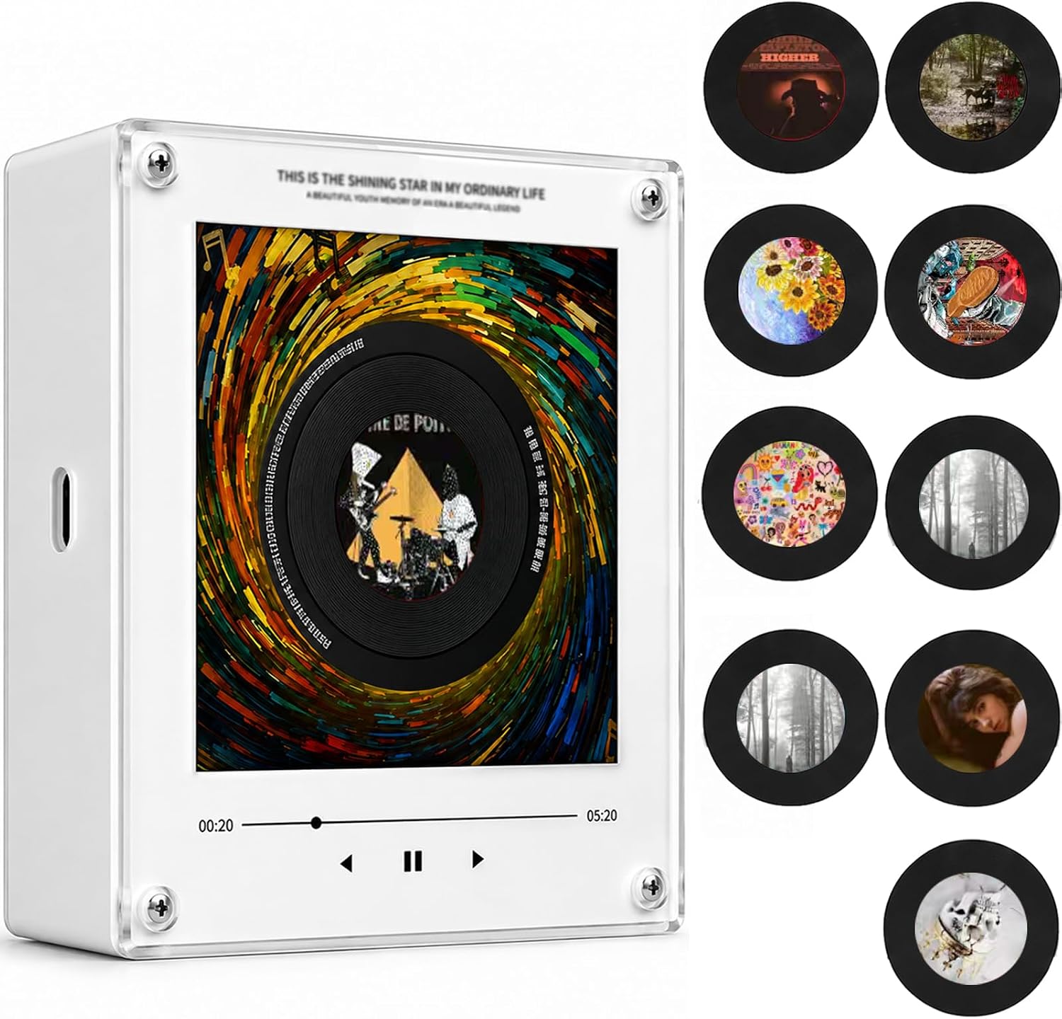 Retro Vinyl Record Refrigerator Magnet, 128MB NFC Music Player Box Set