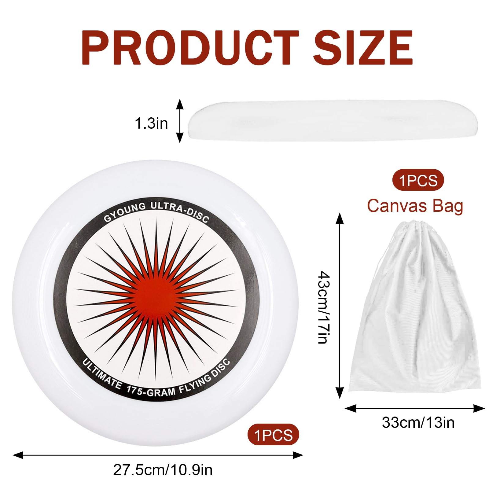 Frisbee competitivo 175g Ultimate professionale all'aperto con borsa di stoccaggio