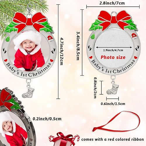 Miniatura 9 de Adorno de Navidad 2023 de metal plateado brillante, adorno de Navidad, copo de nieve, colgante colgante para familia, bebé, pareja, conmemorativo,