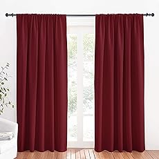 RYB HOME Extra Long Curtains 108 inches Length, Blackout Curtains for Living Room Ceiling to Floor Privacy Dividers Picture Window Drapes for Dining Room, Burgundy Red, W52 x L108 inches, 2 Panels