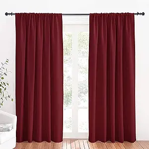 RYB HOME Large Curtains for Living Room 84 inches Length, Blackout Privacy Room Divider Curtains for Doorway Closet Basement Patio Door Bay Window, W 70 x L 84, Burgundy Red, 2 Panels