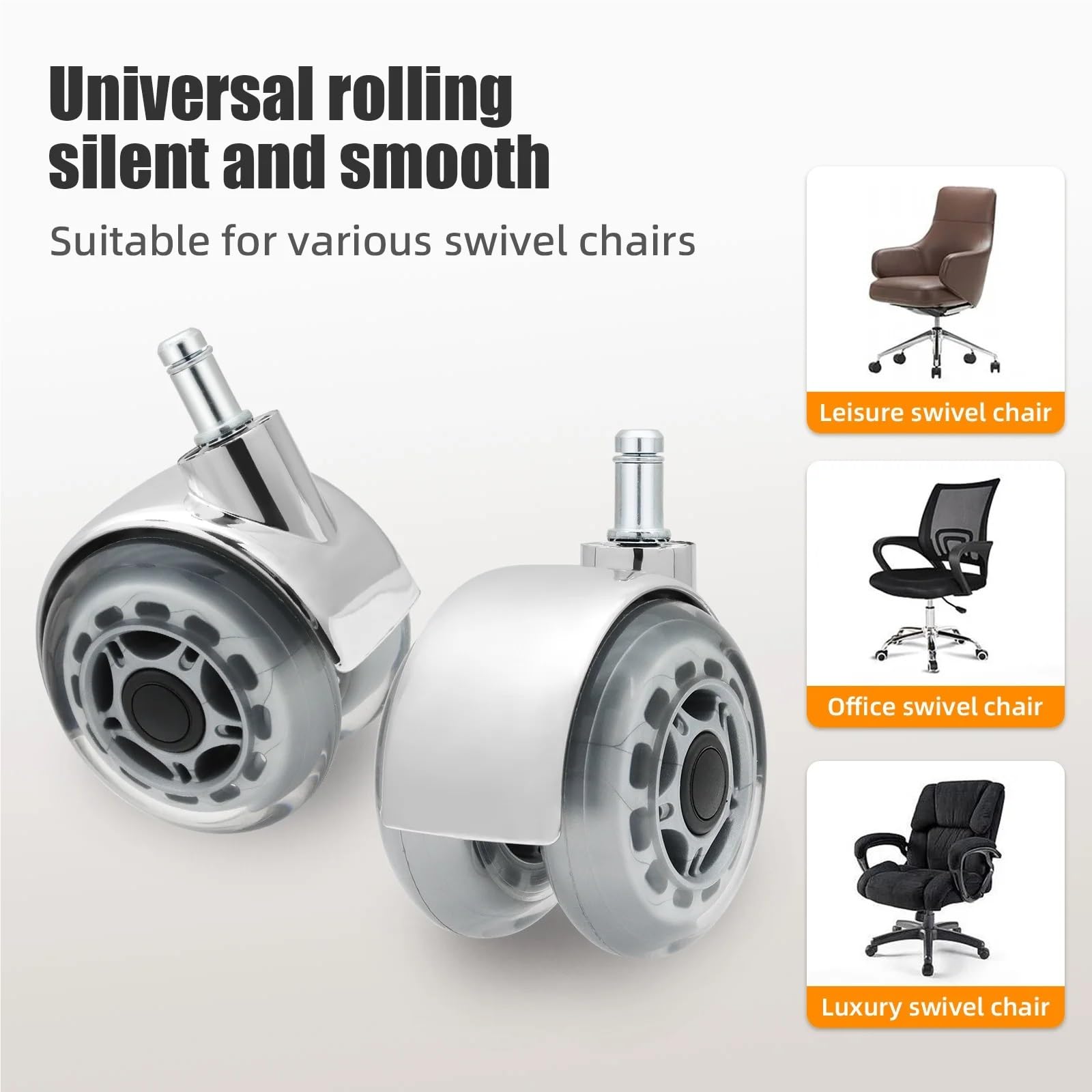 5 pièces Chaise de Bureau roulettes pivotantes en Caoutchouc roulettes Peuvent Supporter 300lb Robuste Rotatif pivotant roulettes silencieuses pour Les Meubles