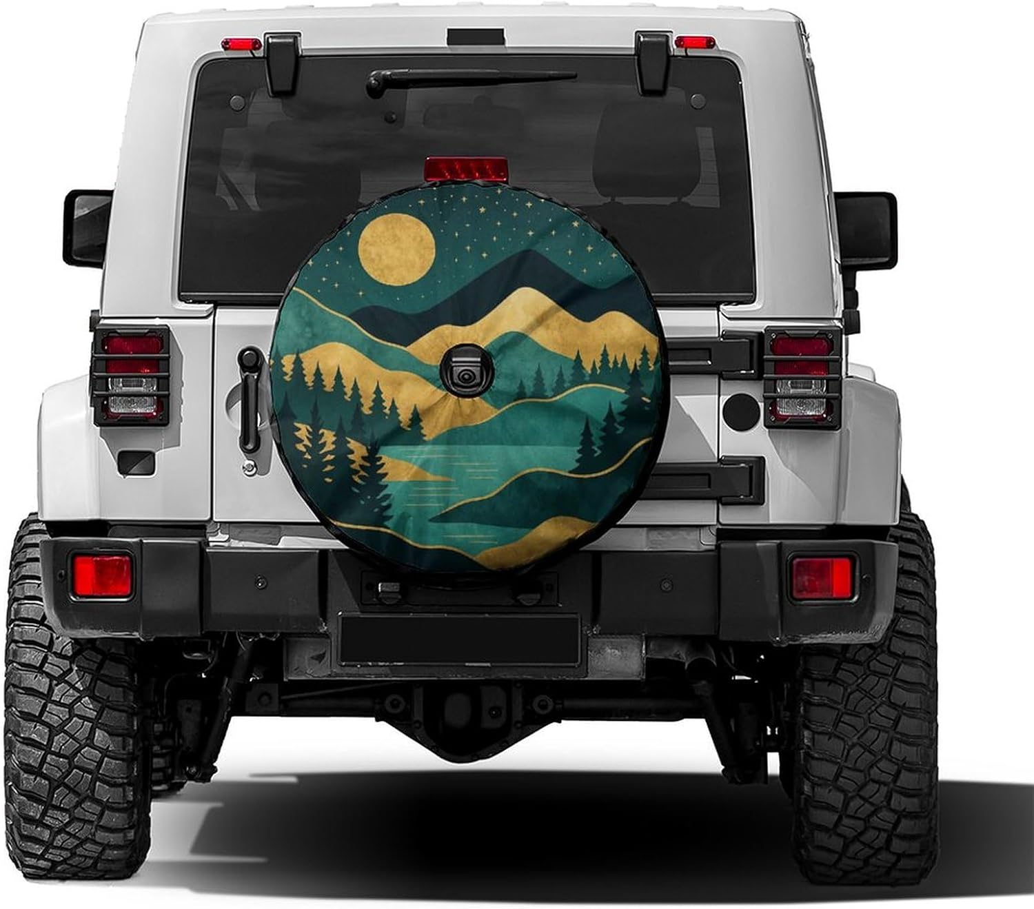 Mountains Landscape Spare Tire Cover with Backup Camera Hole Wheel Tire Cover Fit Trailer, RV, SUV and Many Vehicle 17inch